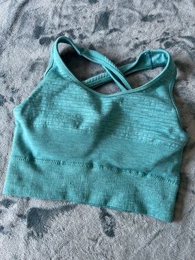 Alphalete Trinity Teal Crossback Seamless Sports Bra